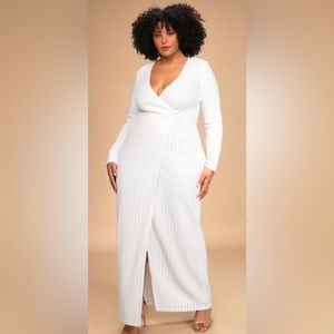 Lulus White Sequin Long Sleeve Maxi Dress Size 2X